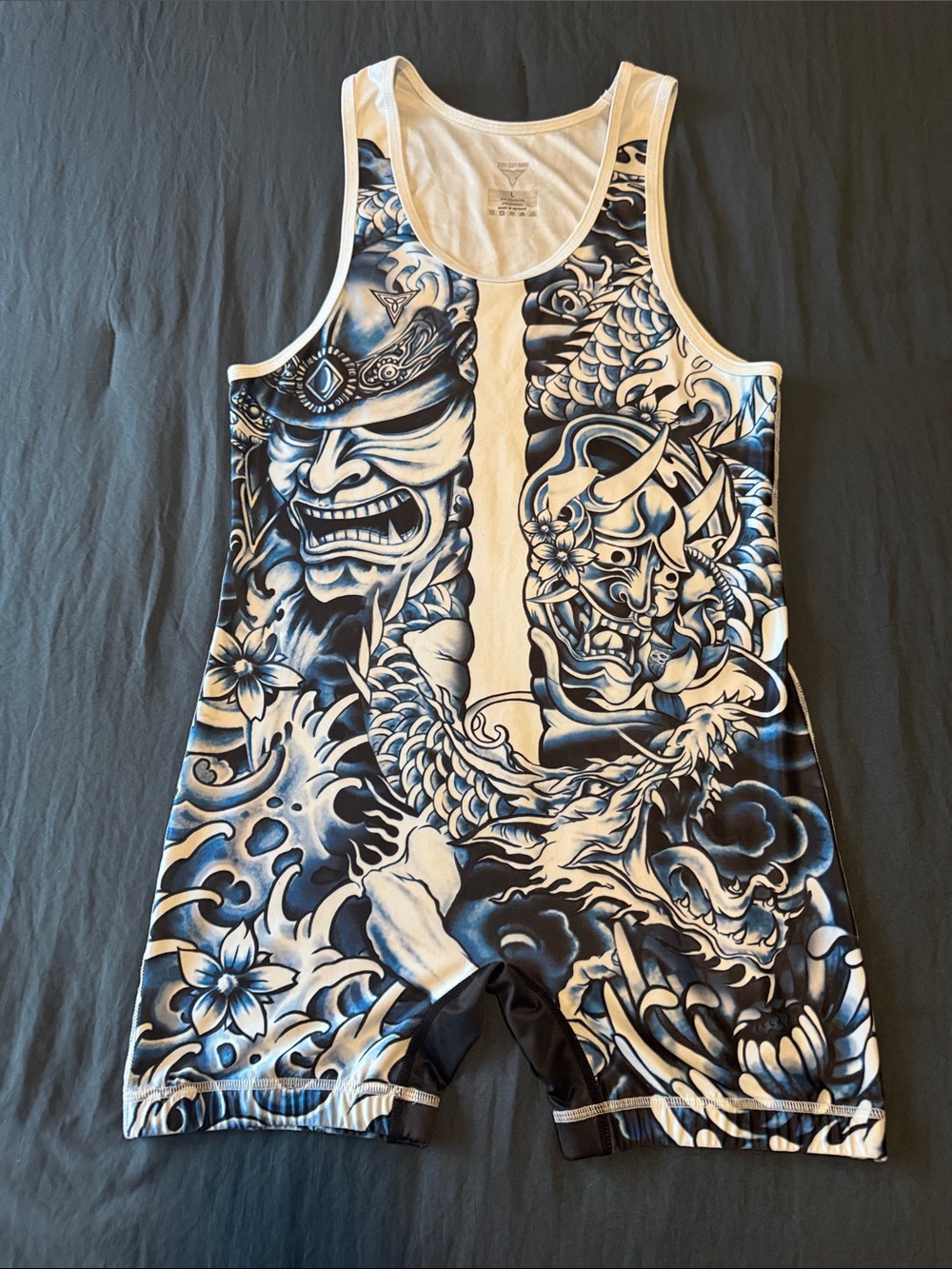 Men's Blue & White Graphic Singlet - Large by TriTitan